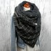 Women Plus Velvet Thickness Contrast Color Lattice Pattern Fashion Casual Winter Outdoor Keep Warm Scarf Shawl