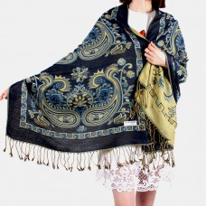 Women Ethnic Style Keep Warm Plus Thick Long Scarf Shawl With Tassel