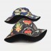 Women Cotton Double  sided Wear Cartoon Calico Pattern Print Casual Sunshade Bucket Hat