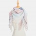 Women Tie  dyed Contrast Color Stripe Lattice Pattern Tassel Winter Keep Warm Multi  purpose Scarf Shawl