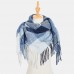 Women Tie  dyed Contrast Color Stripe Lattice Pattern Tassel Winter Keep Warm Multi  purpose Scarf Shawl