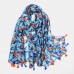 Women Cotton Flower Fruit Printing Scarf Long Thin Sun Protection Sunshade Shawl